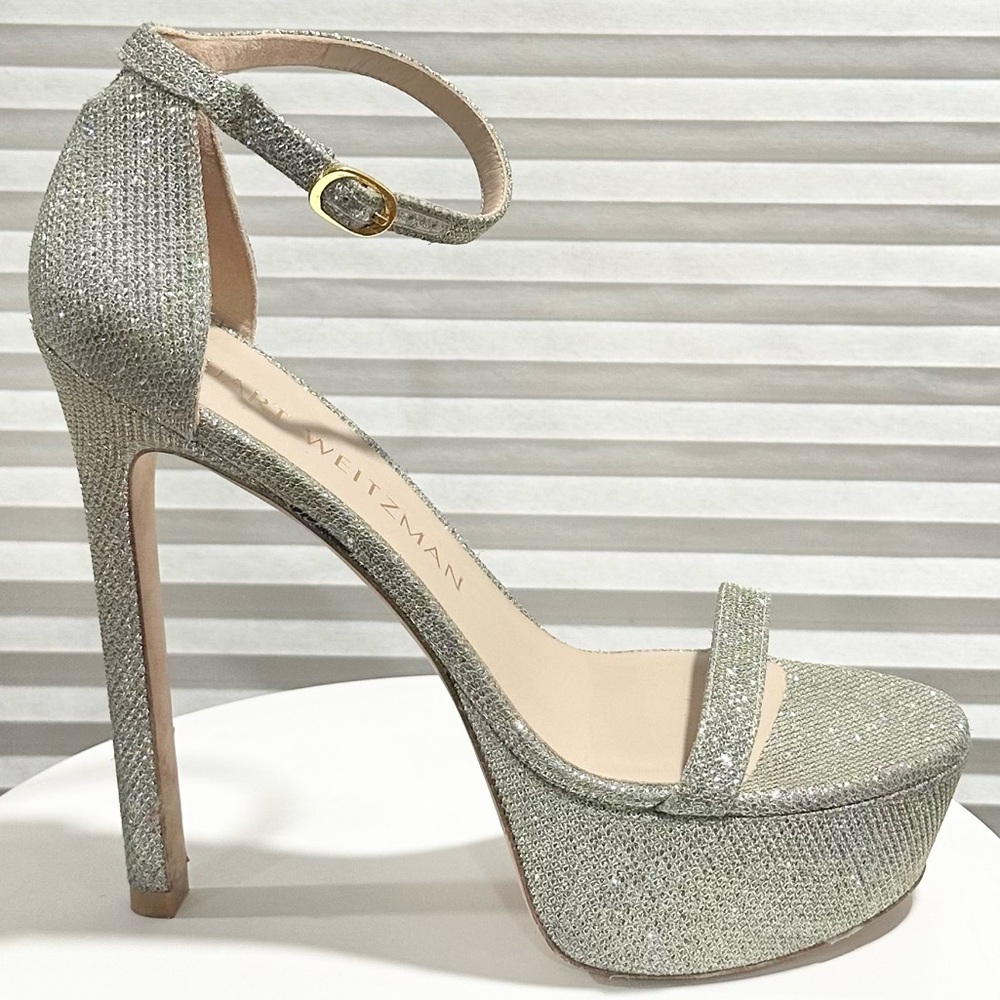 🌹STUART WEITZMAN 🌹 Nudistcurve Metallic Platform Sandals Size: 10 - Picture 2 of 13